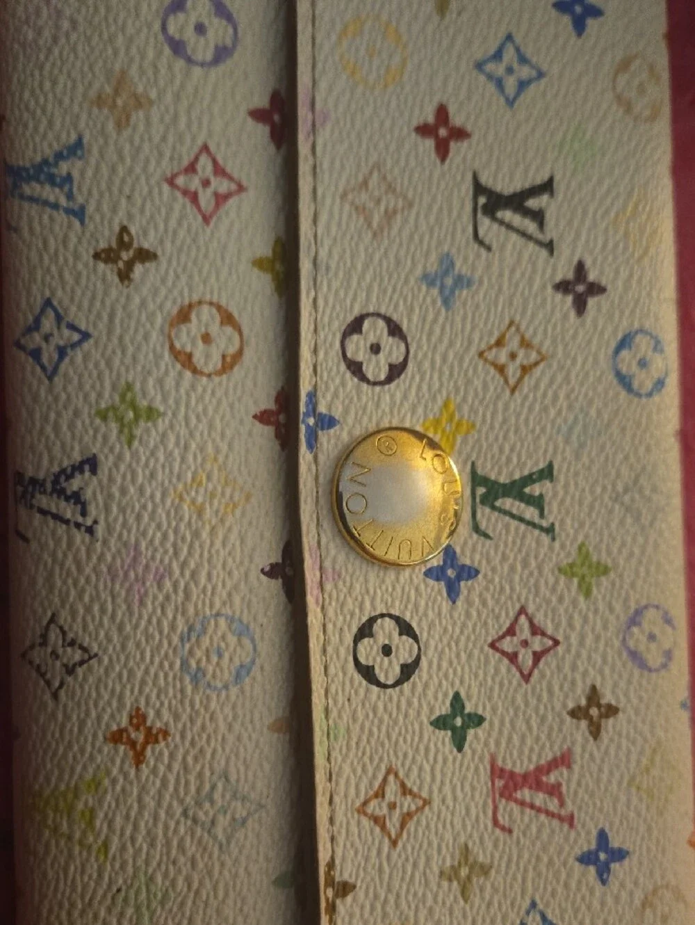 Louis Vuitton White Murakami Monogram Snap Wallet/crossbody With COA And Chain